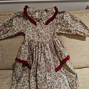 Floral Kids Formal Dress with Red Accents